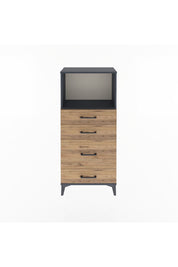 Arges Dolap Tek Raflı 4 Çekmeceli 60x30x134 Antrasit-Çam