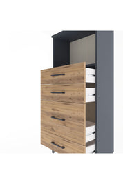 Arges Dolap Tek Raflı 4 Çekmeceli 60x30x134 Antrasit-Çam