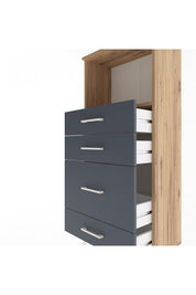 Arges Dolap Tek Raflı 4 Çekmeceli 60x30x134 Çam-Antrasit