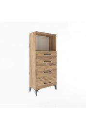 Arges Dolap Tek Raflı 4 Çekmeceli 60x30x134 Çam-Çam