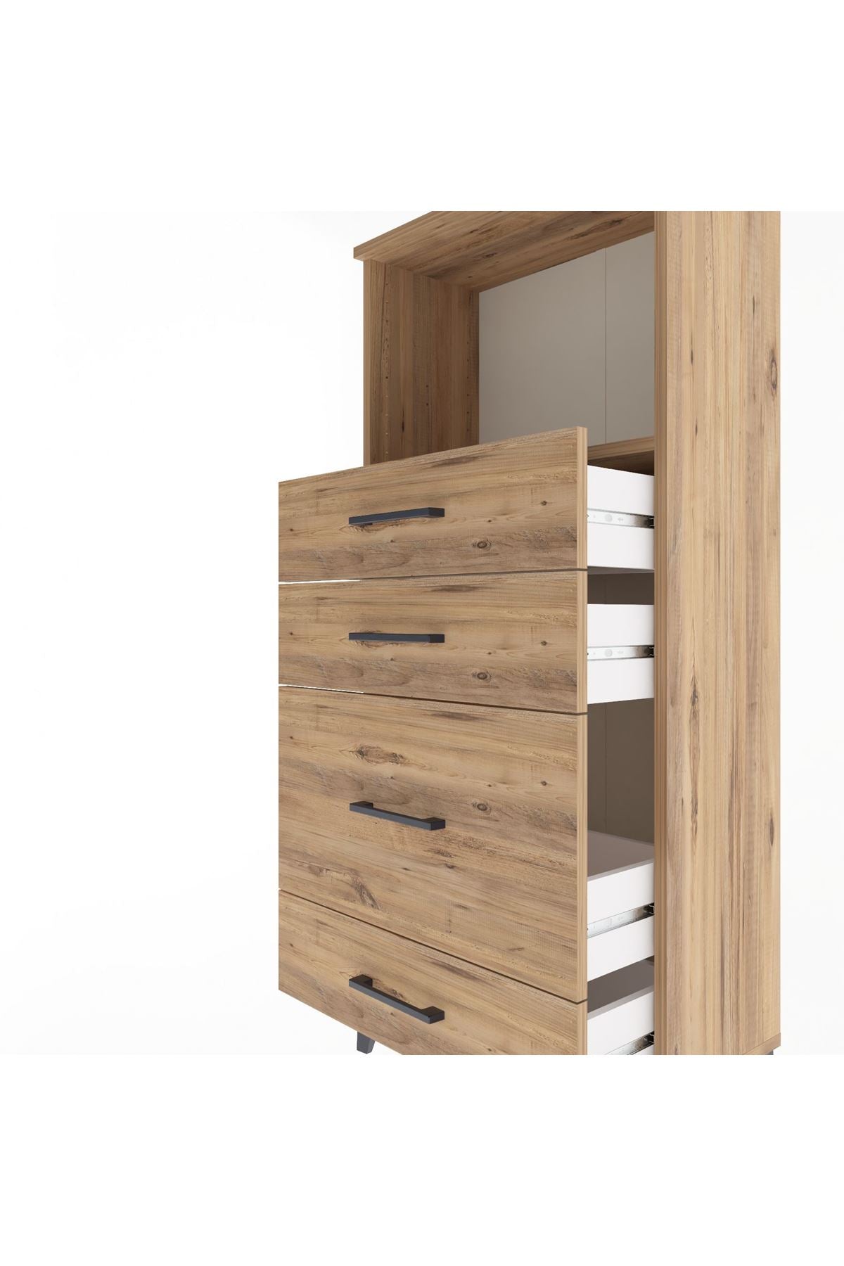 Arges Dolap Tek Raflı 4 Çekmeceli 60x30x134 Çam-Çam