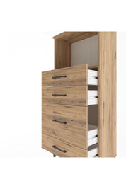 Arges Dolap Tek Raflı 4 Çekmeceli 60x30x134 Çam-Çam