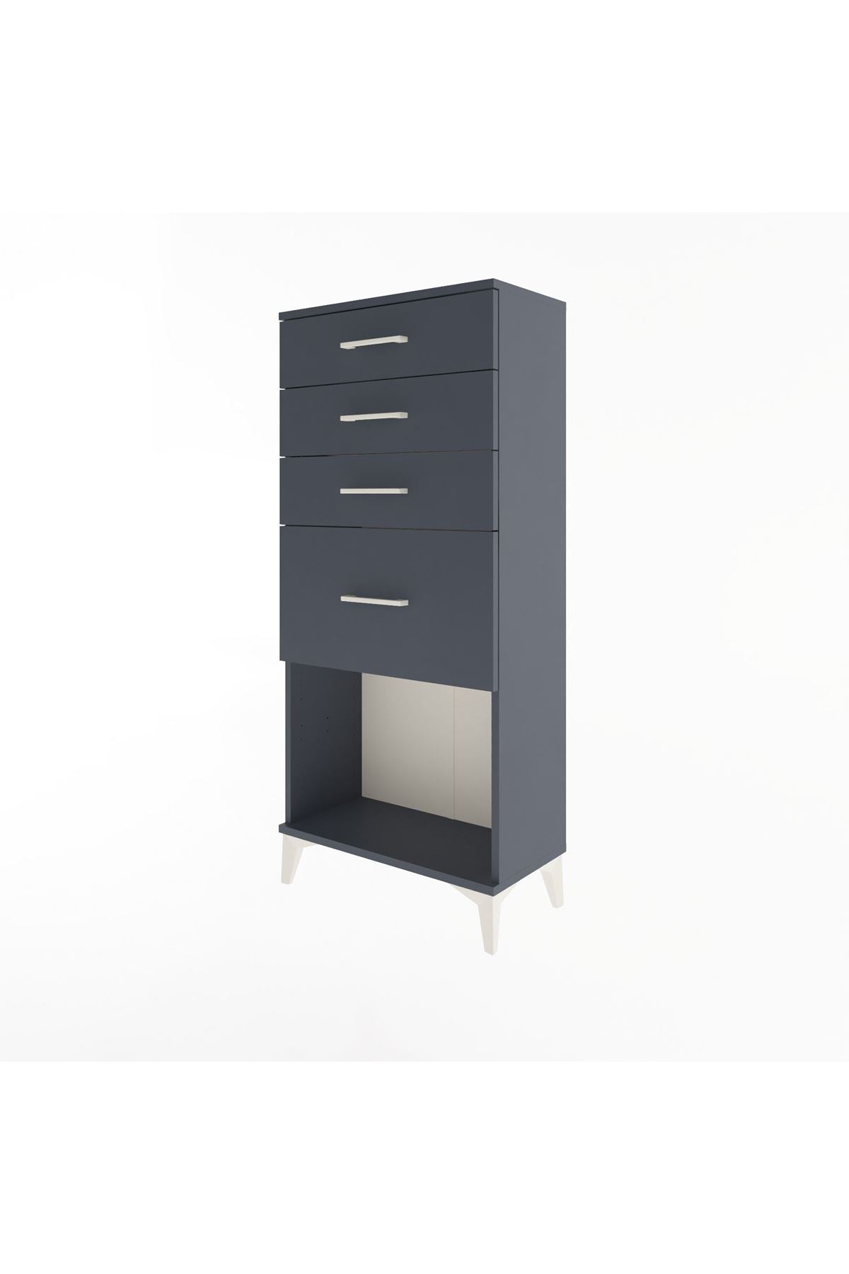 Arges Dolap 4 Çekmeceli 60x30x134 Antrasit-Antrasit