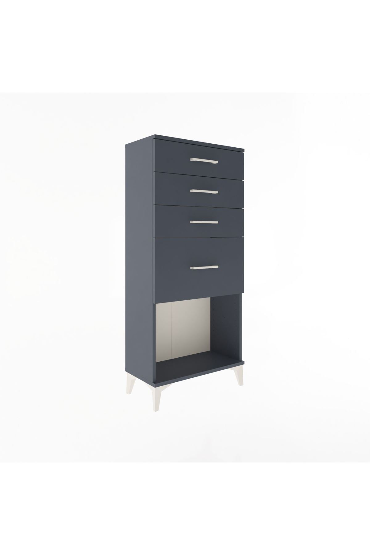 Arges Dolap 4 Çekmeceli 60x30x134 Antrasit-Antrasit