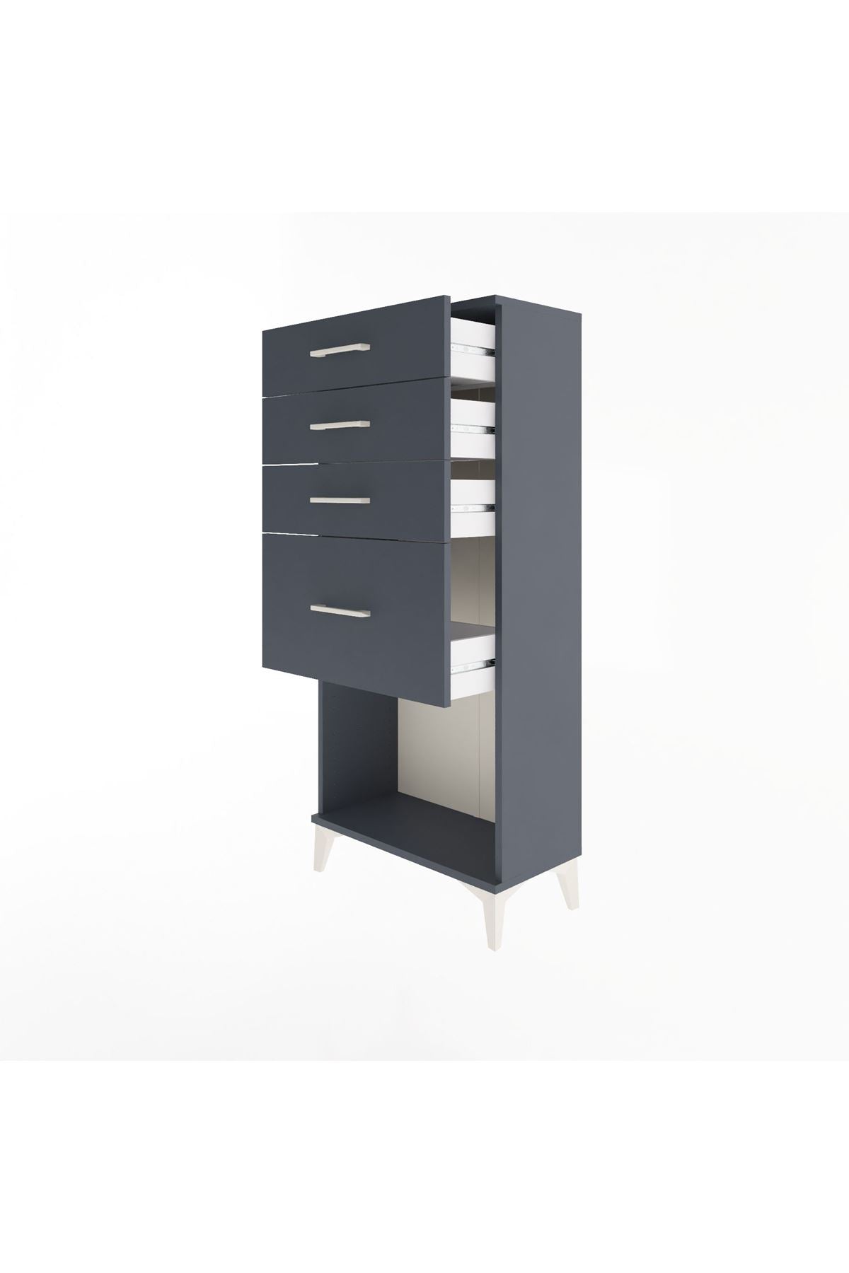 Arges Dolap 4 Çekmeceli 60x30x134 Antrasit-Antrasit