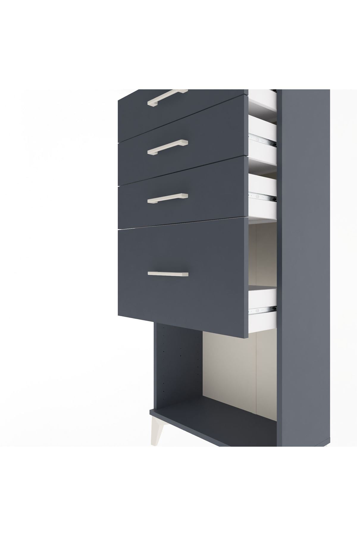 Arges Dolap 4 Çekmeceli 60x30x134 Antrasit-Antrasit