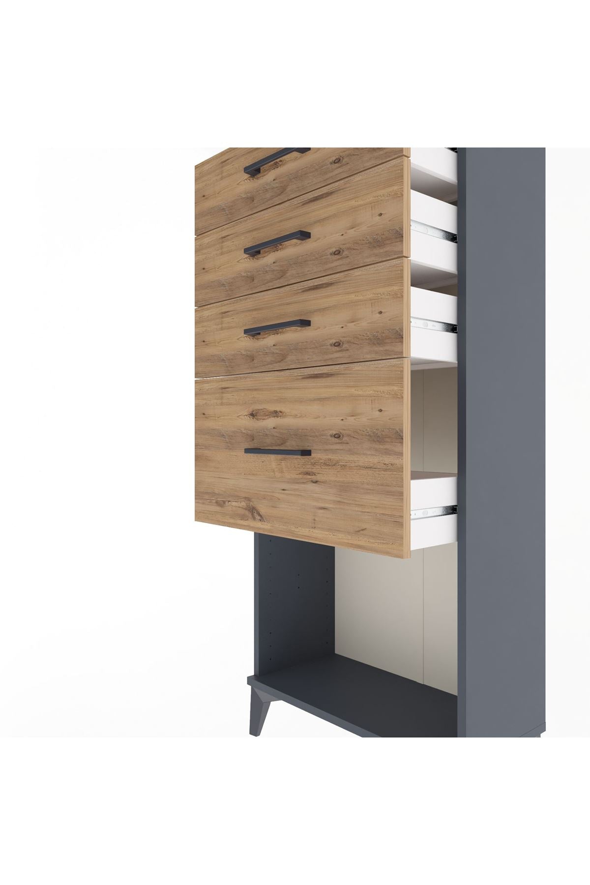 Arges Dolap 4 Çekmeceli 60x30x134 Antrasit-Çam