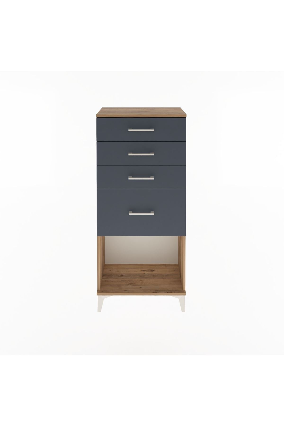 Arges Dolap 4 Çekmeceli 60x30x134 Çam-Antrasit