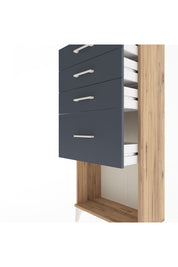 Arges Dolap 4 Çekmeceli 60x30x134 Çam-Antrasit