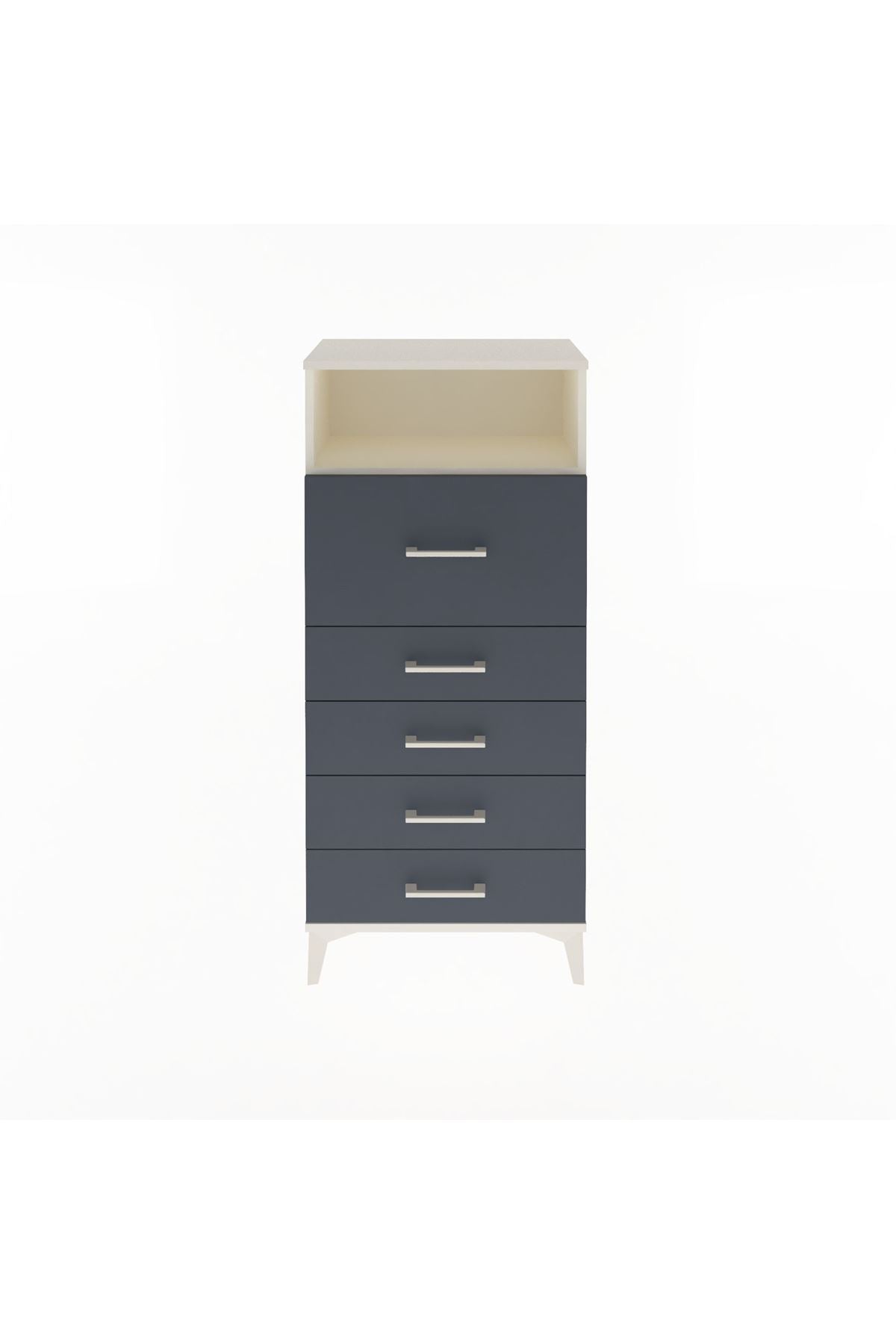 Arges Dolap Tek Raflı 5 Çekmeceli 60x30x134 Aytaşı-Antrasit