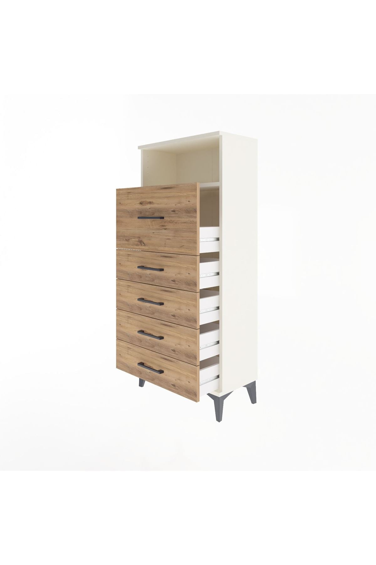 Arges Dolap Tek Raflı 5 Çekmeceli 60x30x134 Aytaşı-Çam