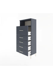 Arges Dolap Tek Raflı 5 Çekmeceli 60x30x134 Antrasit-Antrasit