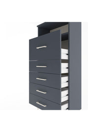 Arges Dolap Tek Raflı 5 Çekmeceli 60x30x134 Antrasit-Antrasit