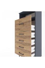 Arges Dolap Tek Raflı 5 Çekmeceli 60x30x134 Antrasit-Çam