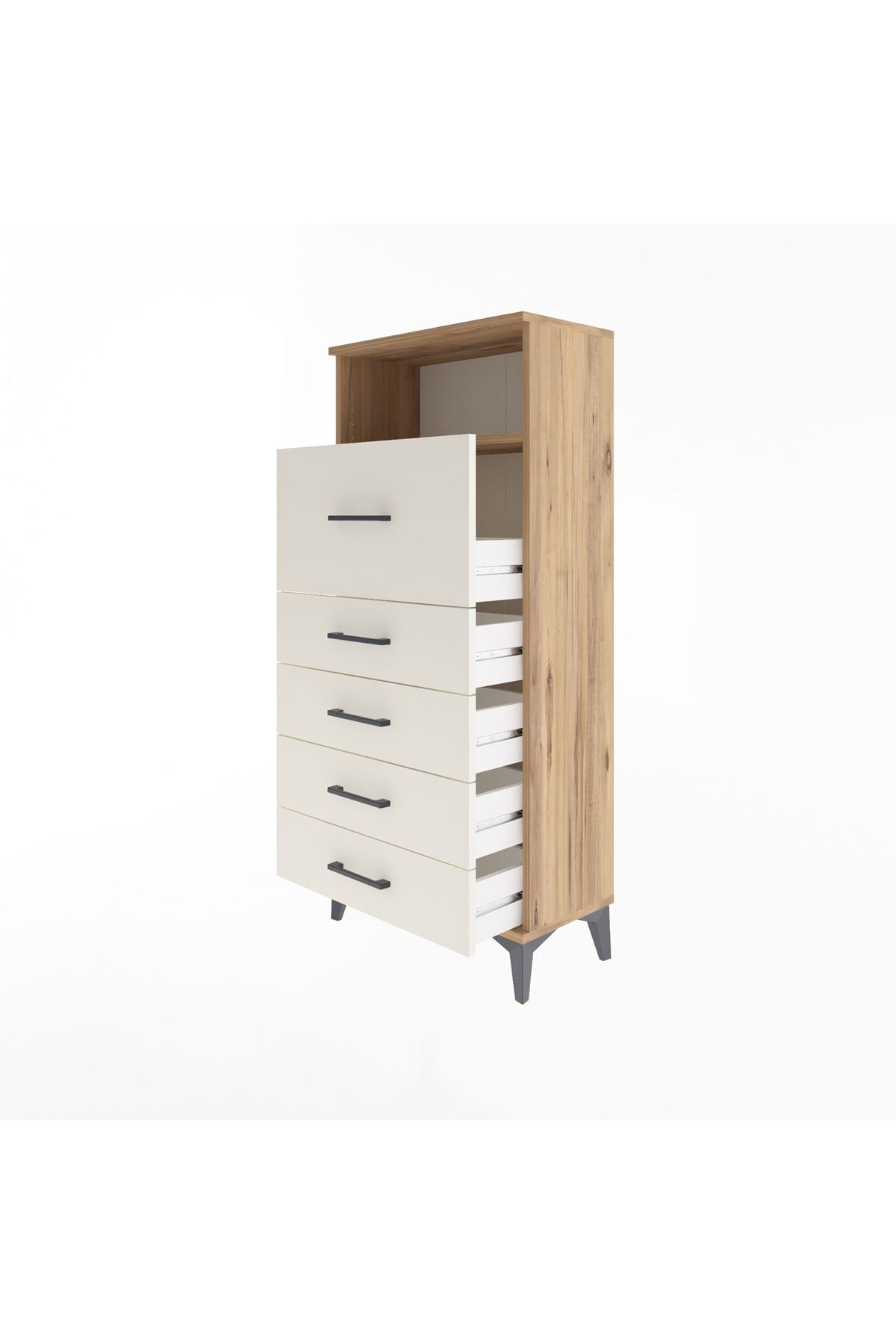 Arges Dolap Tek Raflı 5 Çekmeceli 60x30x134 Çam-Aytaşı