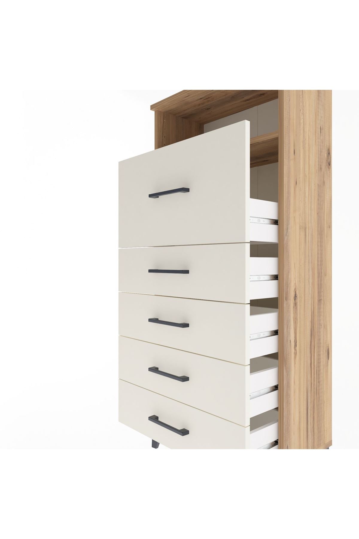 Arges Dolap Tek Raflı 5 Çekmeceli 60x30x134 Çam-Aytaşı