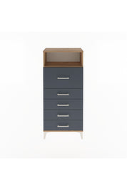 Arges Dolap Tek Raflı 5 Çekmeceli 60x30x134 Çam-Antrasit