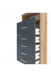 Arges Dolap Tek Raflı 5 Çekmeceli 60x30x134 Çam-Antrasit