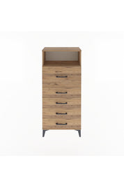 Arges Dolap Tek Raflı 5 Çekmeceli 60x30x134 Çam-Çam