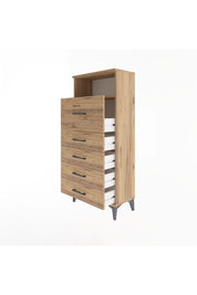 Arges Dolap Tek Raflı 5 Çekmeceli 60x30x134 Çam-Çam