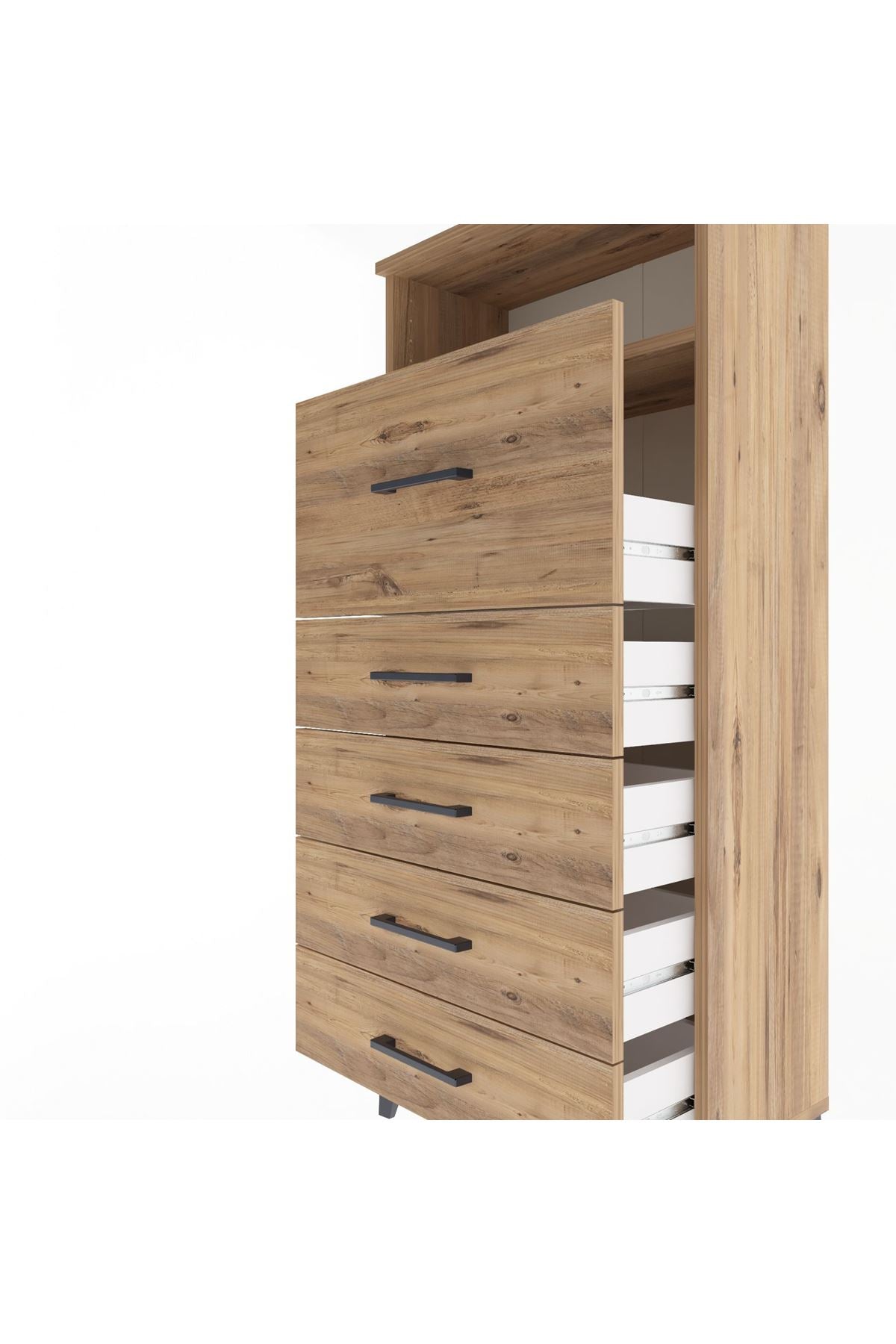 Arges Dolap Tek Raflı 5 Çekmeceli 60x30x134 Çam-Çam