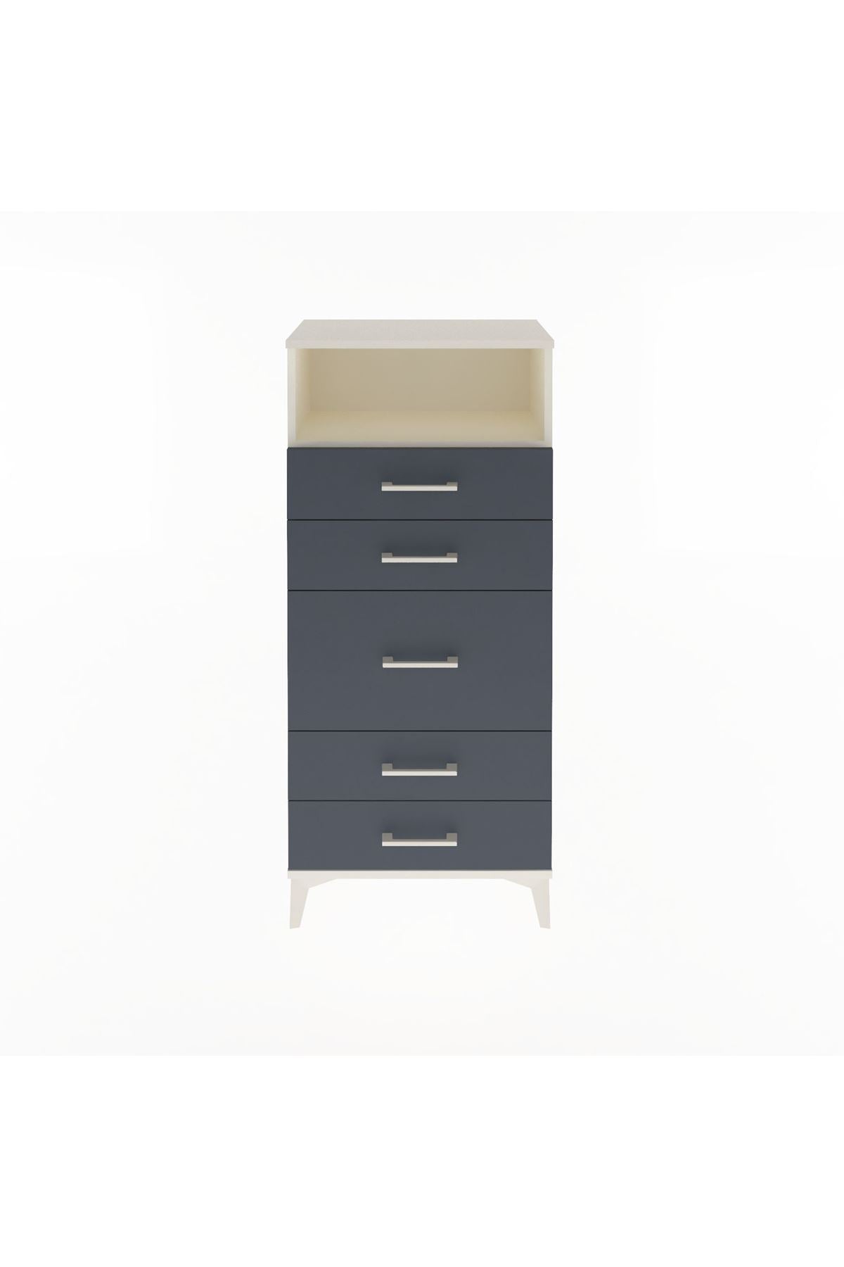 Arges Dolap Tek Raflı 5 Çekmeceli 60x30x134 Aytaşı-Antrasit