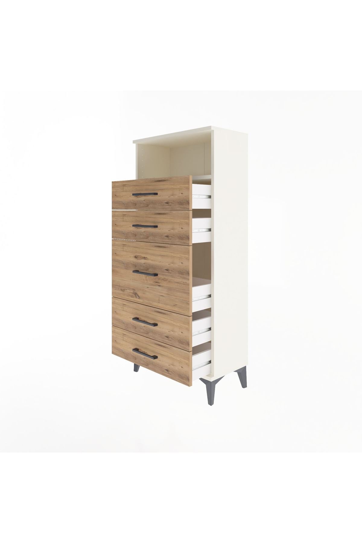 Arges Dolap Tek Raflı 5 Çekmeceli 60x30x134 Aytaşı-Çam