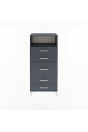 Arges Dolap Tek Raflı 5 Çekmeceli 60x30x134 Antrasit-Antrasit