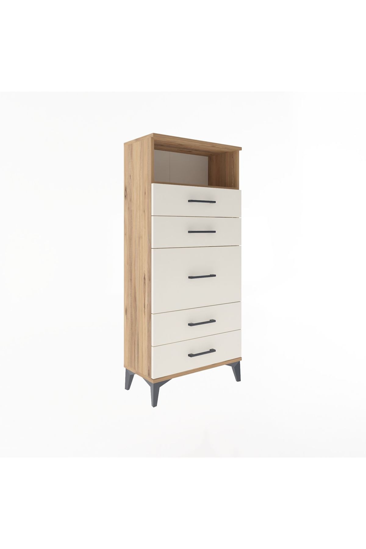 Arges Dolap Tek Raflı 5 Çekmeceli 60x30x134 Çam-Aytaşı