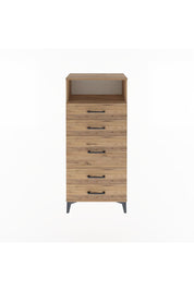 Arges Dolap Tek Raflı 5 Çekmeceli 60x30x134 Çam-Çam