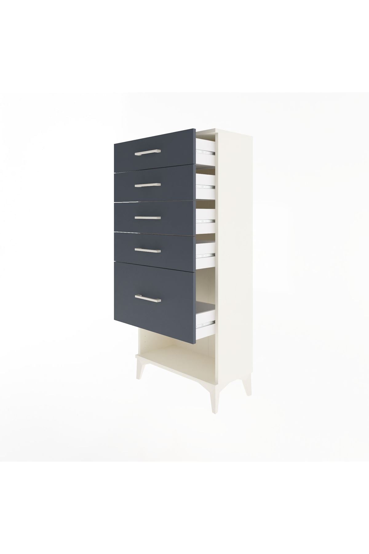 Arges Dolap 5 Çekmeceli 60x30x134 Aytaşı-Antrasit