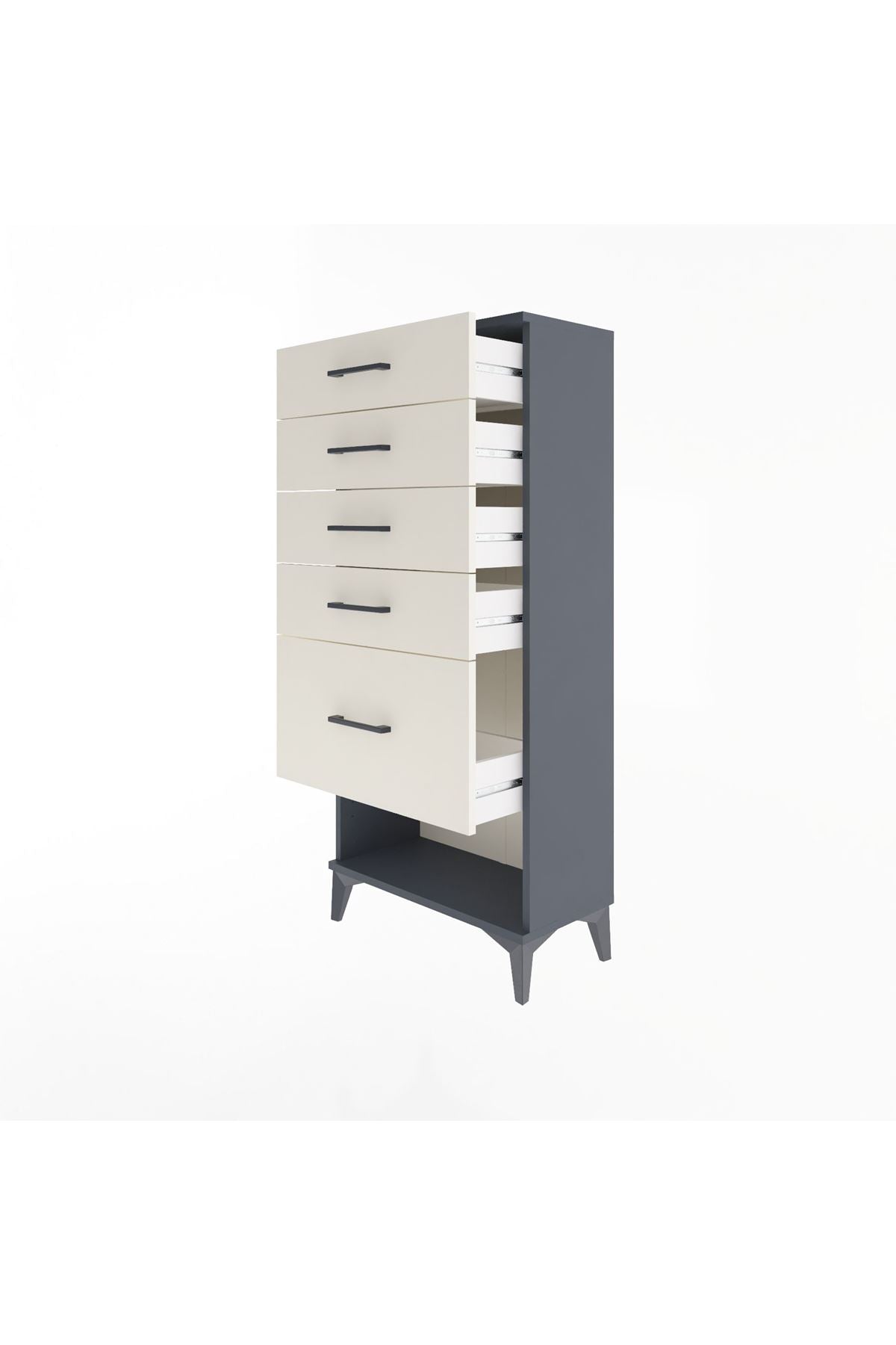 Arges Dolap 5 Çekmeceli 60x30x134 Antrasit-Aytaşı