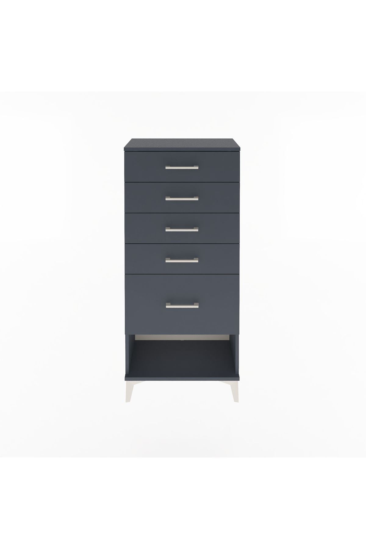 Arges Dolap 5 Çekmeceli 60x30x134 Antrasit-Antrasit