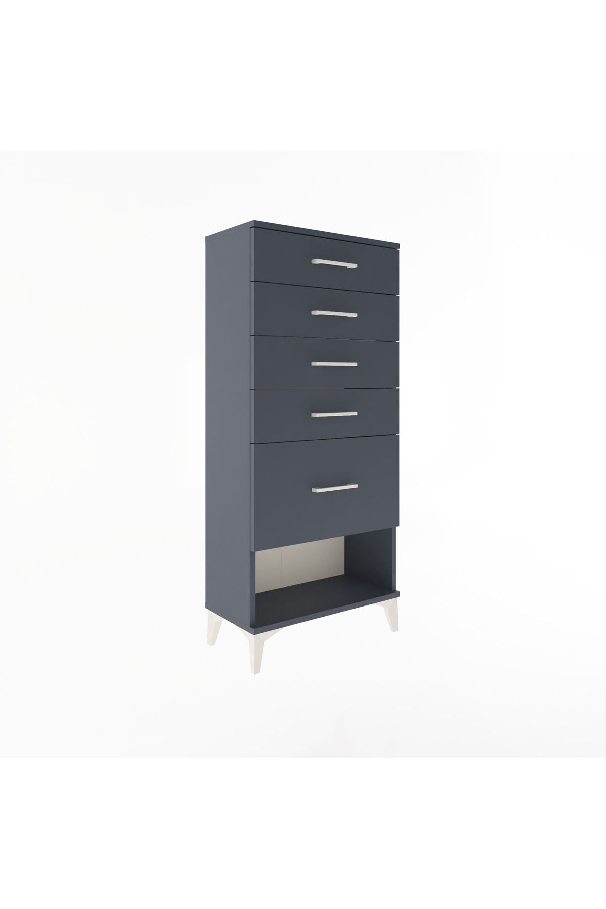 Arges Dolap 5 Çekmeceli 60x30x134 Antrasit-Antrasit
