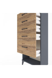 Arges Dolap 5 Çekmeceli 60x30x134 Antrasit-Çam