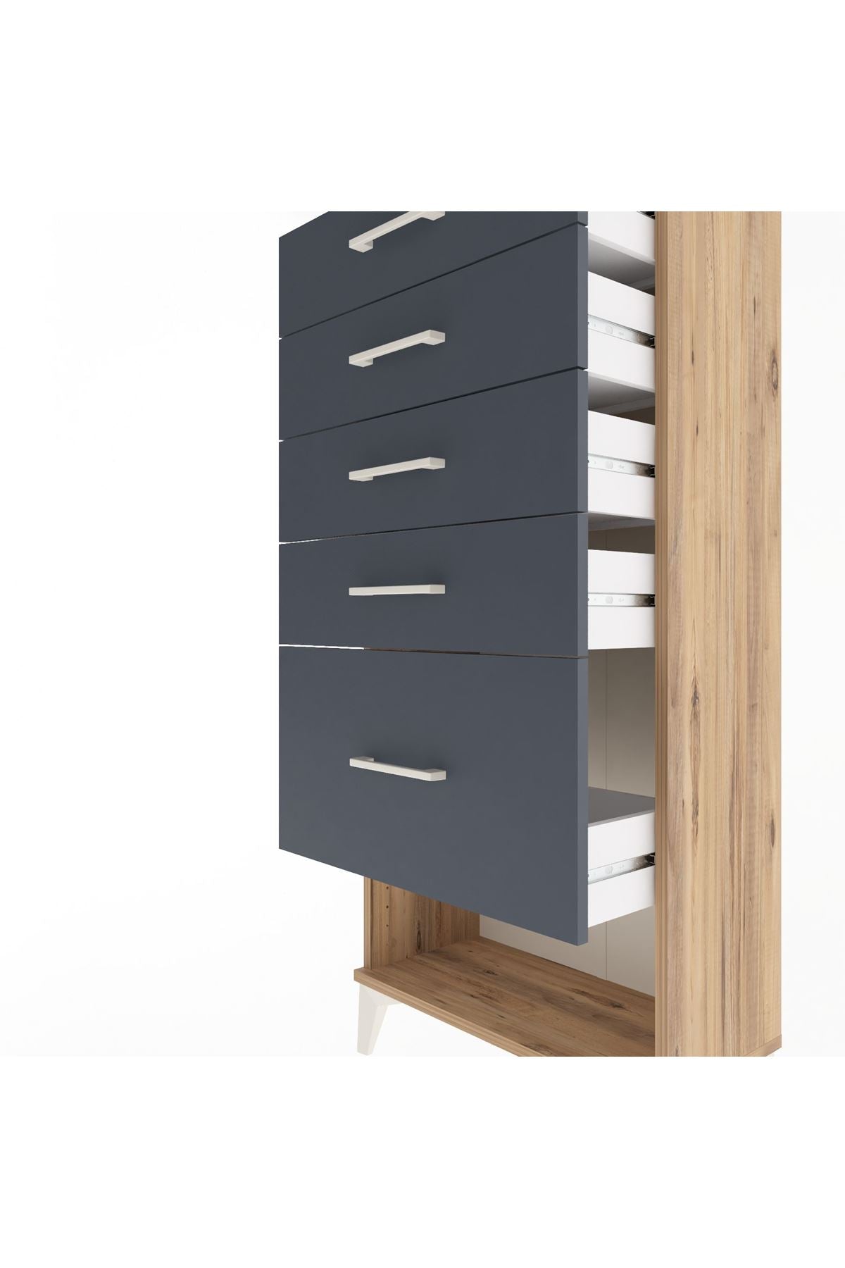 Arges Dolap 5 Çekmeceli 60x30x134 Çam-Antrasit