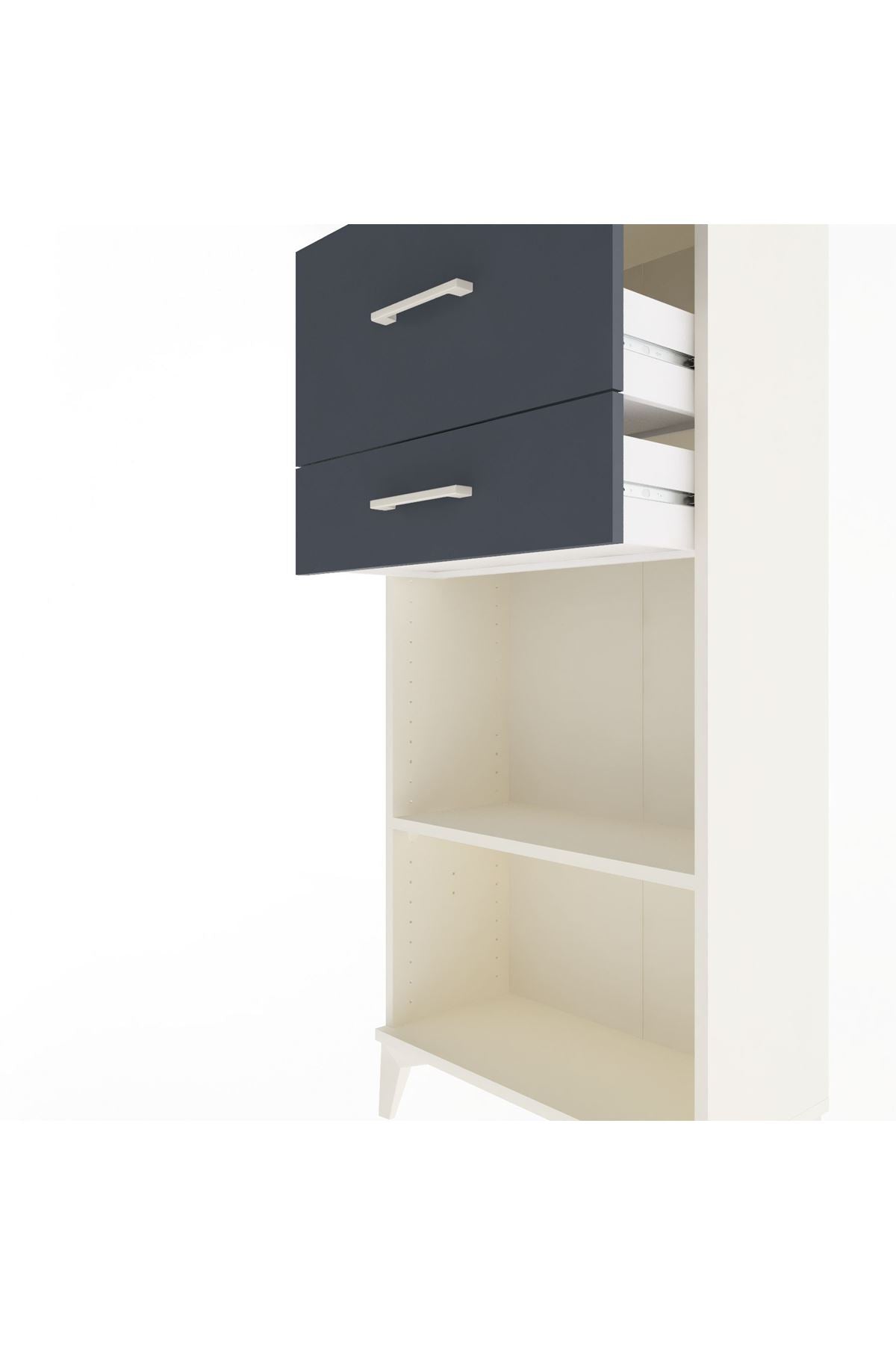 Arges Dolap Tek Raflı 2 Çekmeceli 60x30x134 Aytaşı-Antrasit