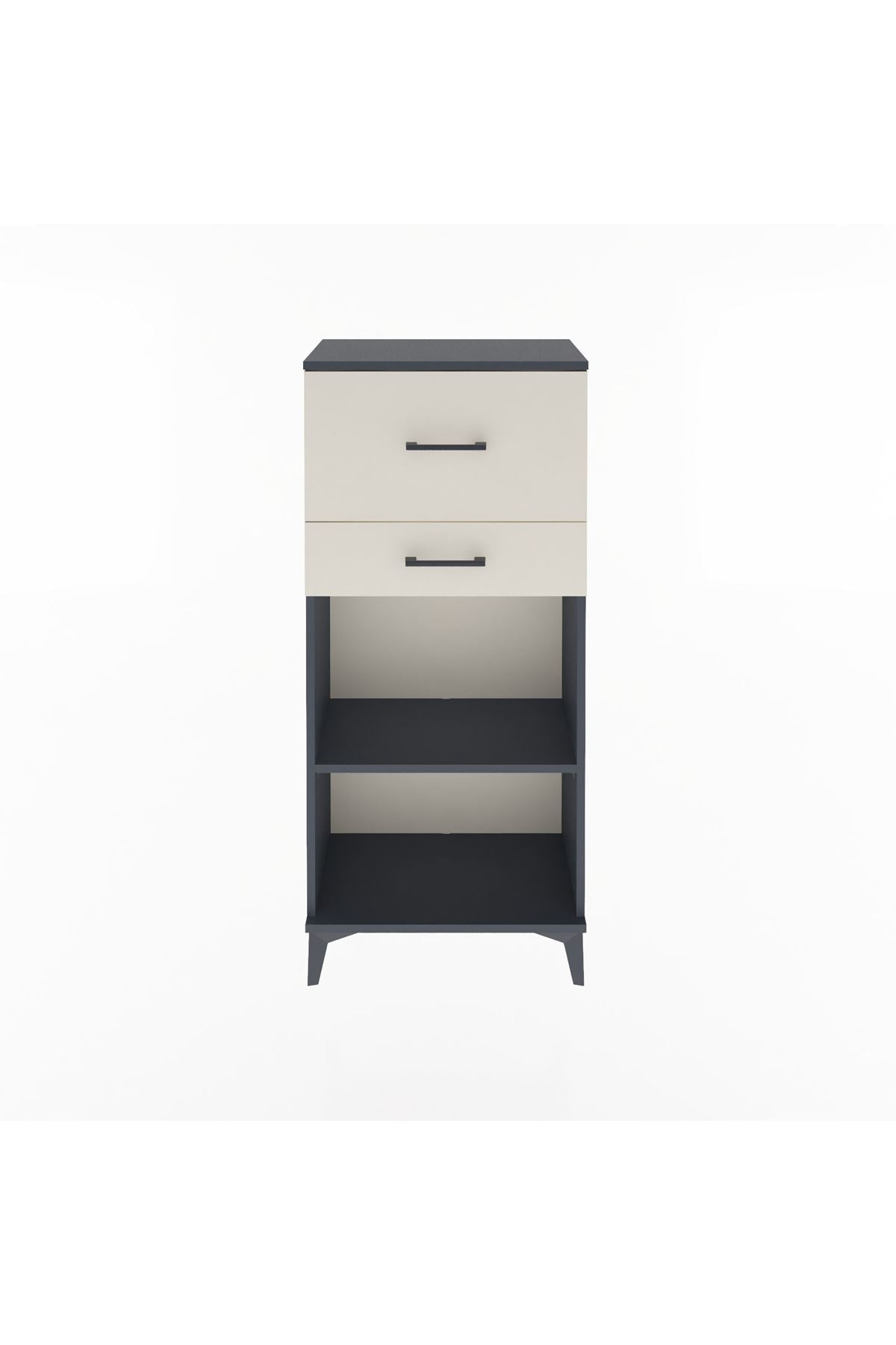Arges Dolap Tek Raflı 2 Çekmeceli 60x30x134 Antrasit-Aytaşı