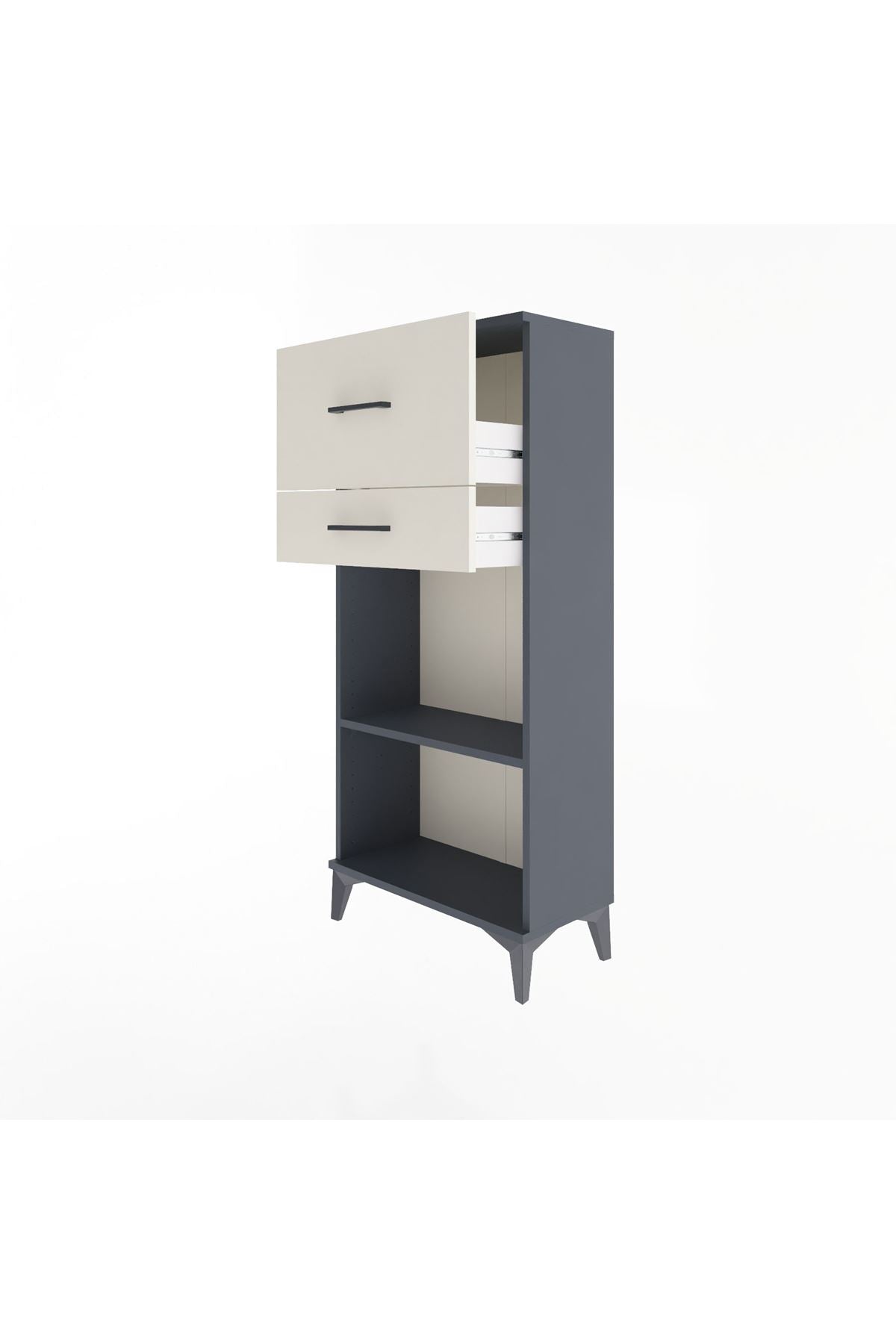 Arges Dolap Tek Raflı 2 Çekmeceli 60x30x134 Antrasit-Aytaşı
