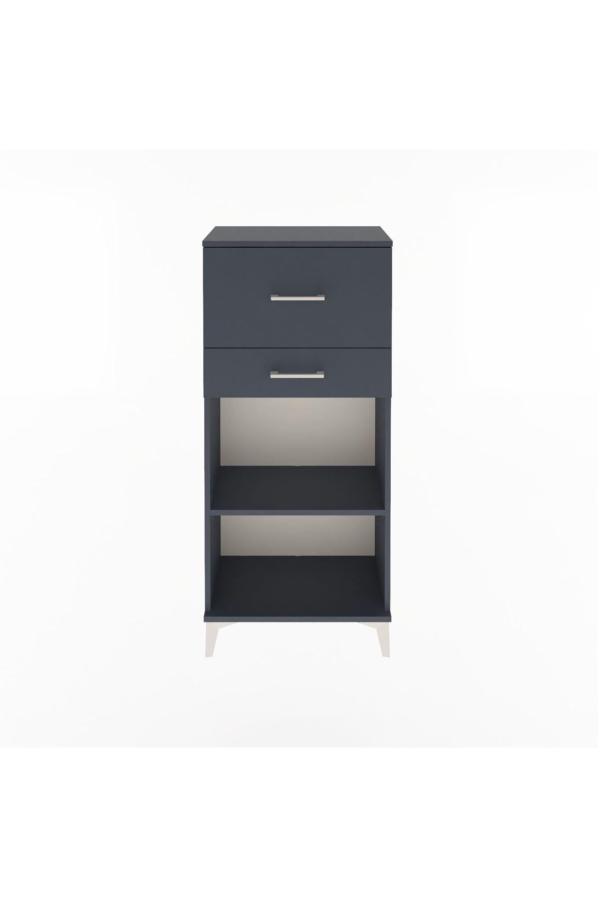 Arges Dolap Tek Raflı 2 Çekmeceli 60x30x134 Antrasit-Antrasit