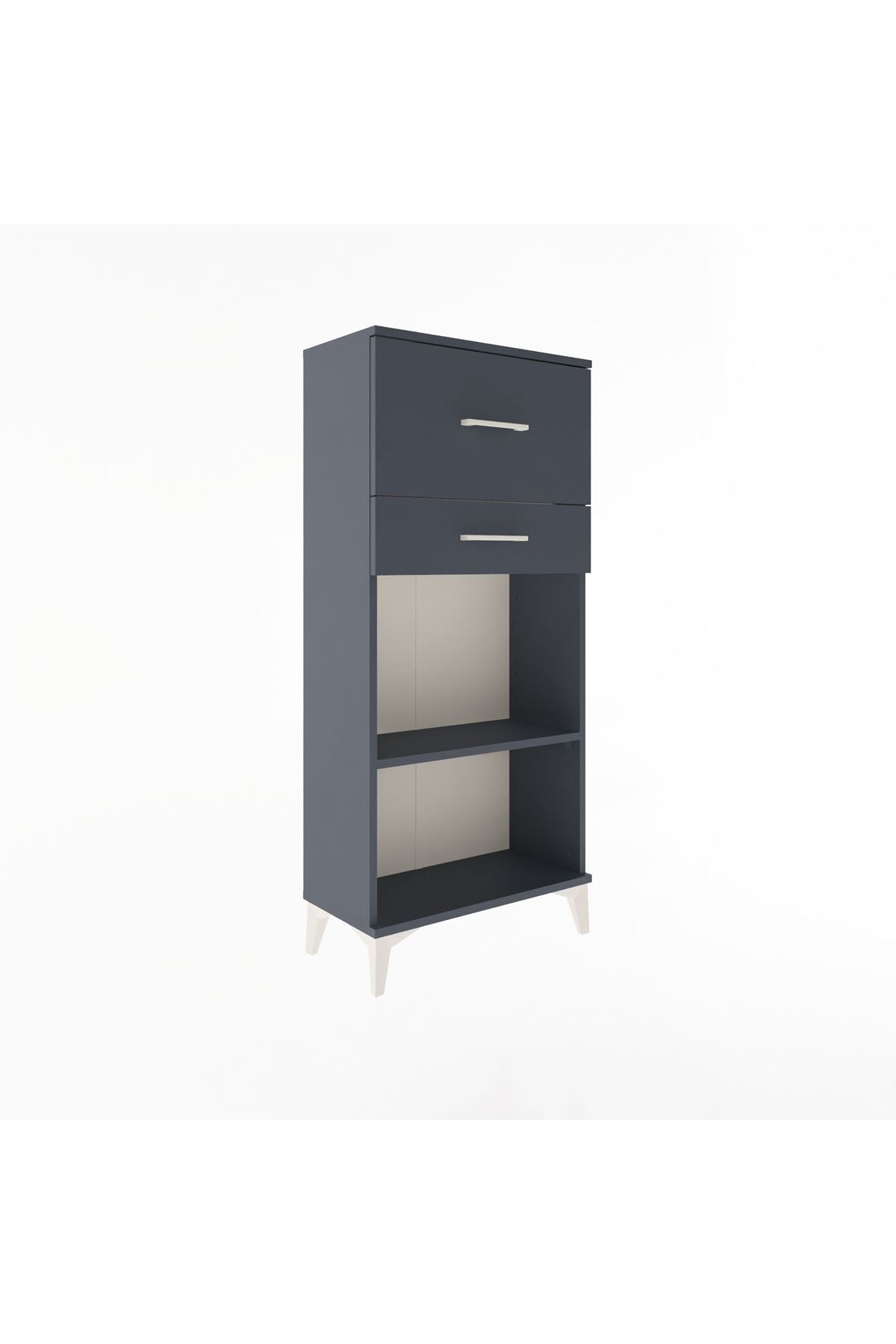 Arges Dolap Tek Raflı 2 Çekmeceli 60x30x134 Antrasit-Antrasit