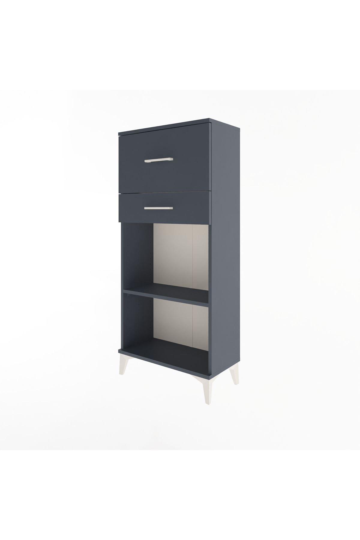 Arges Dolap Tek Raflı 2 Çekmeceli 60x30x134 Antrasit-Antrasit