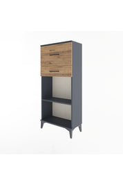 Arges Dolap Tek Raflı 2 Çekmeceli 60x30x134 Antrasit-Çam