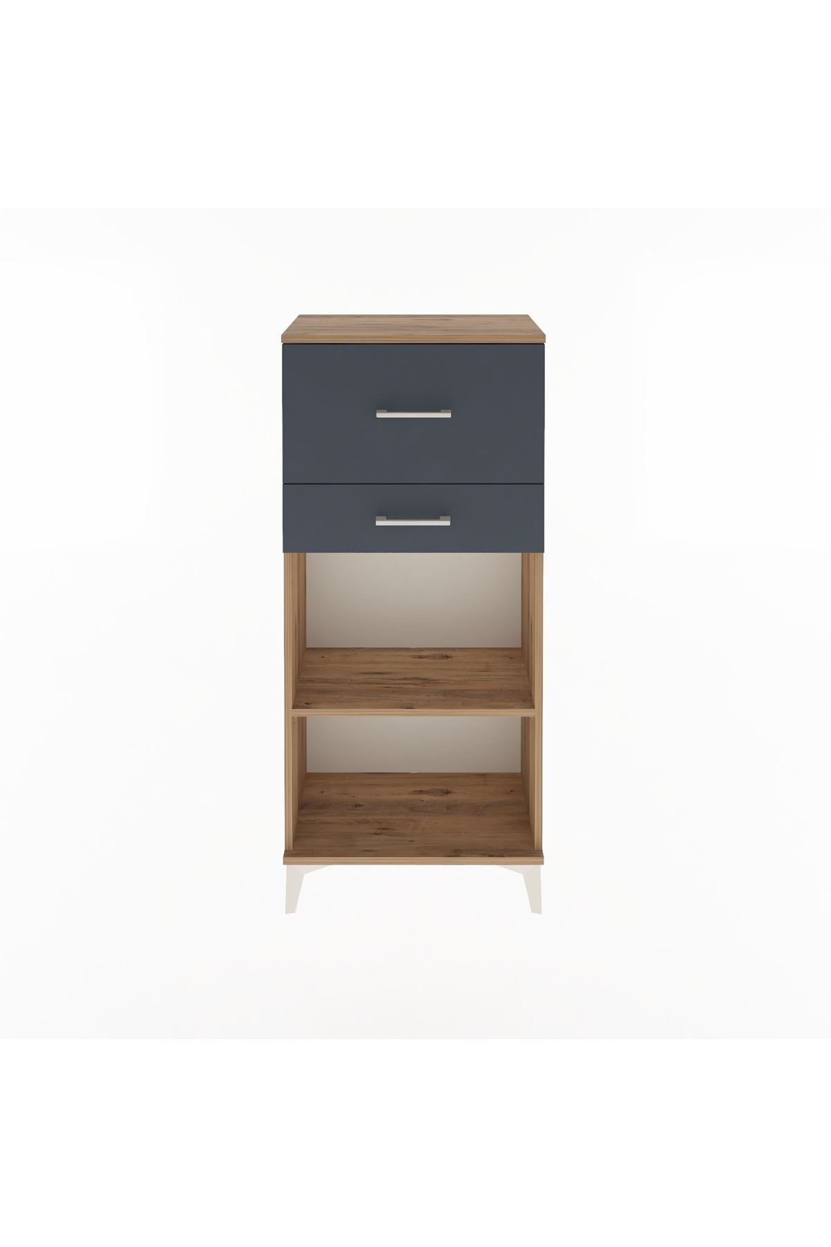 Arges Dolap Tek Raflı 2 Çekmeceli 60x30x134 Çam-Antrasit