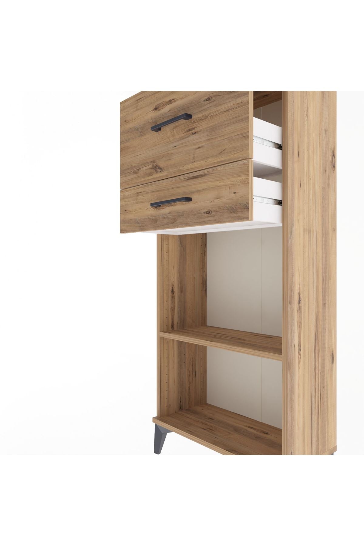 Arges Dolap Tek Raflı 2 Çekmeceli 60x30x134 Çam-Çam