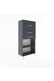 Arges Dolap Tek Raflı 3 Çekmeceli 60x30x134 Antrasit-Antrasit