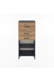 Arges Dolap Tek Raflı 3 Çekmeceli 60x30x134 Antrasit-Çam