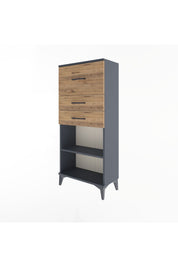 Arges Dolap Tek Raflı 3 Çekmeceli 60x30x134 Antrasit-Çam