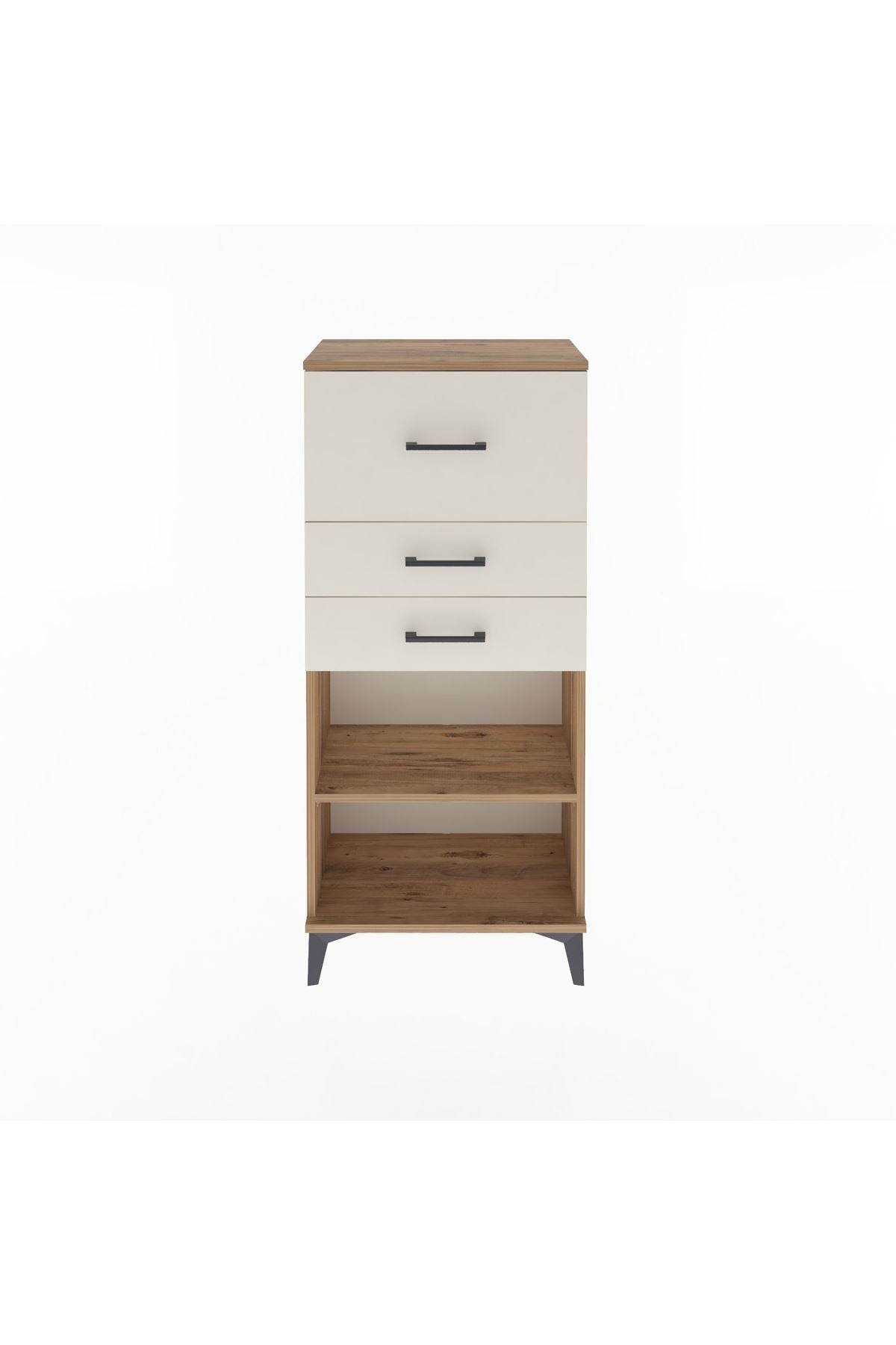 Arges Dolap Tek Raflı 3 Çekmeceli 60x30x134 Çam-Aytaşı