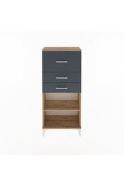 Arges Dolap Tek Raflı 3 Çekmeceli 60x30x134 Çam-Antrasit